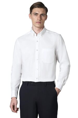 Louis Philippe Men's Regular Fit Easy to Iron Everyday wear Premium Cotton Full Sleeve Solid Formal Shirt