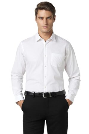 Peter England Men's Cotton Slim Fit Ditsy Printed Full Sleeve Shirt