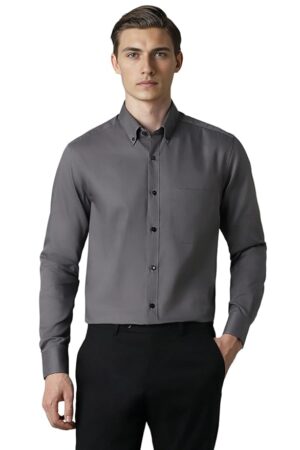 Louis Philippe Men's Regular Fit Easy to Iron Everyday wear Premium Cotton Full Sleeve Solid Formal Shirt