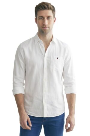 Louis Philippe Men's Cotton Slim Fit Over Dyed Color Depth Comfortable and Durable Soft Handfeel Full Sleeve Solid Casual Shirt