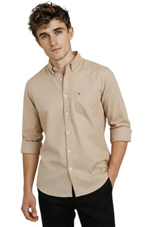 Allen Solly Men’s Cotton Buttoned Down Shirt | Classic Fit, Soft Breathable Fabric, Smart Casual & Office Wear