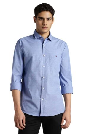 Louis Philippe Men's Cotton Slim Fit Textured Fabric Soft Handfeel Full Sleeve Casual Shirt