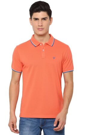Allen Solly Men’s Solid Polo T‑Shirt | Regular Fit | Premium Cotton | Contrast Tipping Collar | Smart Casual Wear