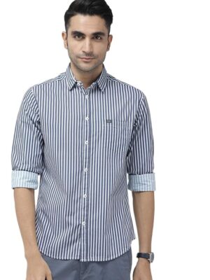 The Indian Garage Co Men Slim Fit Abstract Printed Full Sleeves Cutaway Collar Casual Shirt
