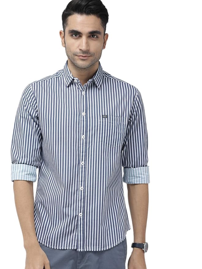 The Indian Garage Co Men Slim Fit Abstract Printed Full Sleeves Cutaway Collar Casual Shirt