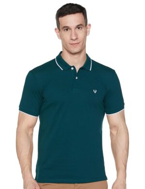 Allen Solly Men’s Solid Polo T‑Shirt | Regular Fit | Premium Fabric | Signature Sleeve Detail | Smart Casual Wear